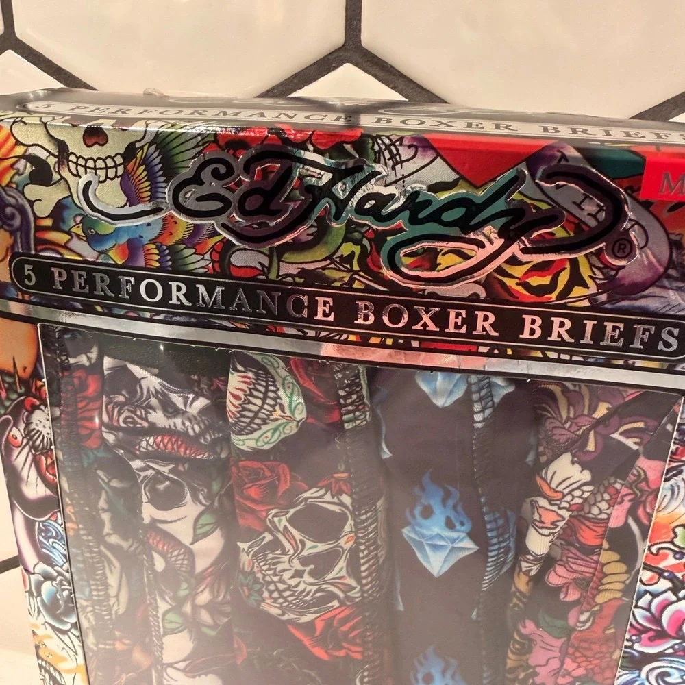 Ed Hardy NEW 5 Pack Performance Boxer‎ Briefs Skulls Dragon MED 32-34